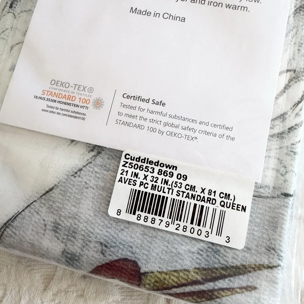 Cuddledown Aves Crane Bird Print Standard Queen Pillowcase 350TC 100% Cotton NEW